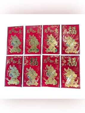48 Lucky Red Gold Ox Red Money Gift Envelope Set in packs of 6.